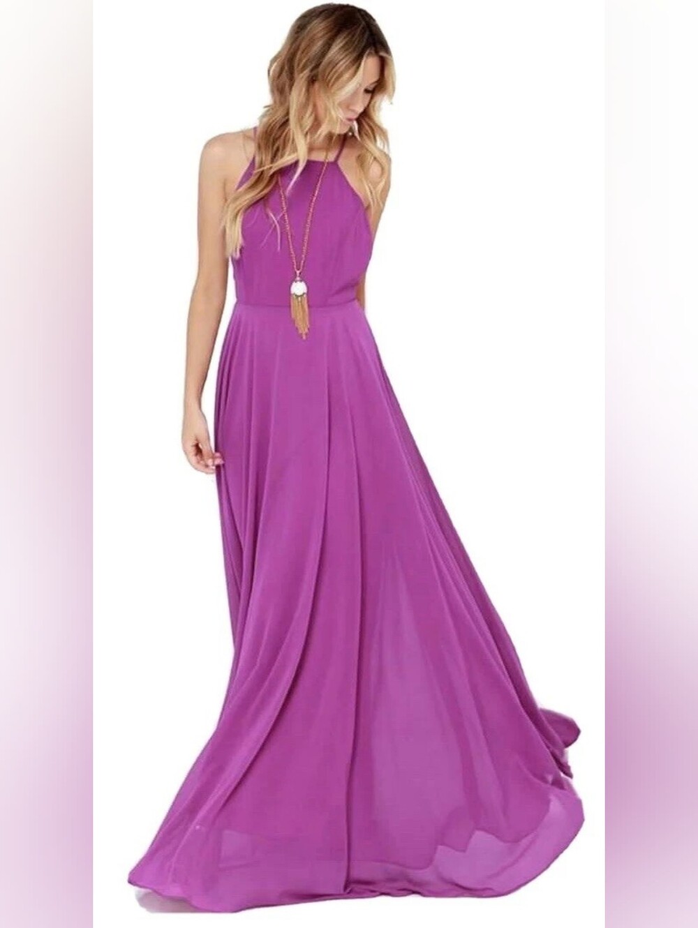 Lulus Mythical Kind of Love Purple Maxi Spaghetti Strap dress Small